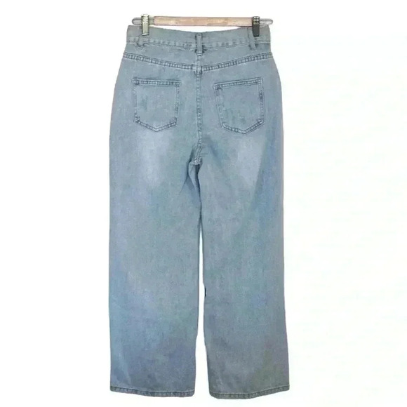NWOT Petal + Pup Wide Leg Cropped Distressed Jeans | Light Wash | SZ 6 - Picture 2 of 7